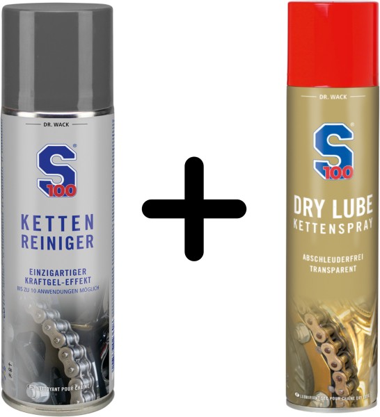 S100 - Kettenpflege Set - Dry Lube Kettenspray + Kettenreiniger Kraft-Gel